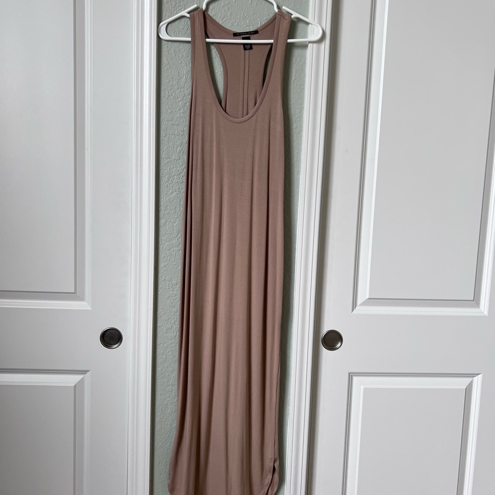 Elegant Tan Sleeveless Maxi Dress